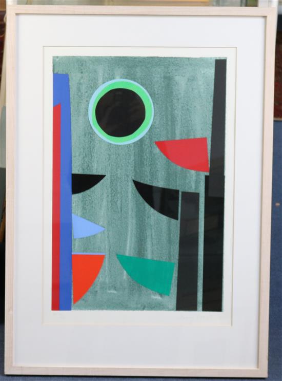 § Sir Terry Frost (1915-2003) Green and Black Q, 24 x 16.5in.